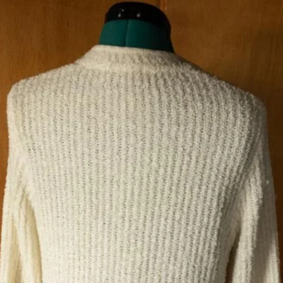 Goudchaux Maison Blanche ? Cream Boucle Knitted Cardigan Sweater womens M/L - Picture 10 of 13